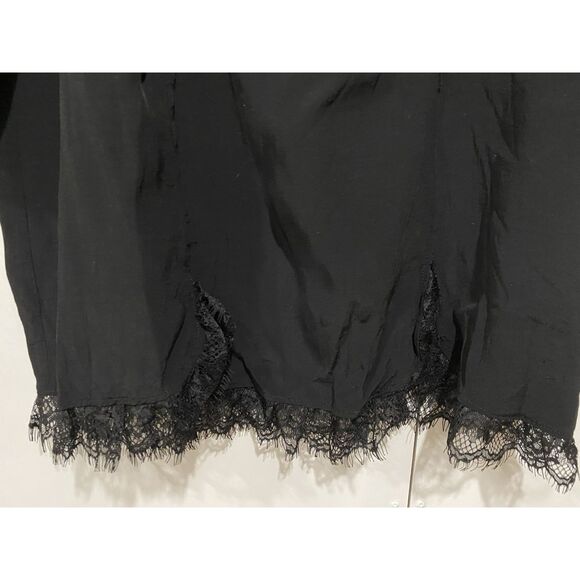 Zara Black Dress Small Mini Lace Trim Hem Gothic Cottagecore High Neck Party - Picture 4 of 16